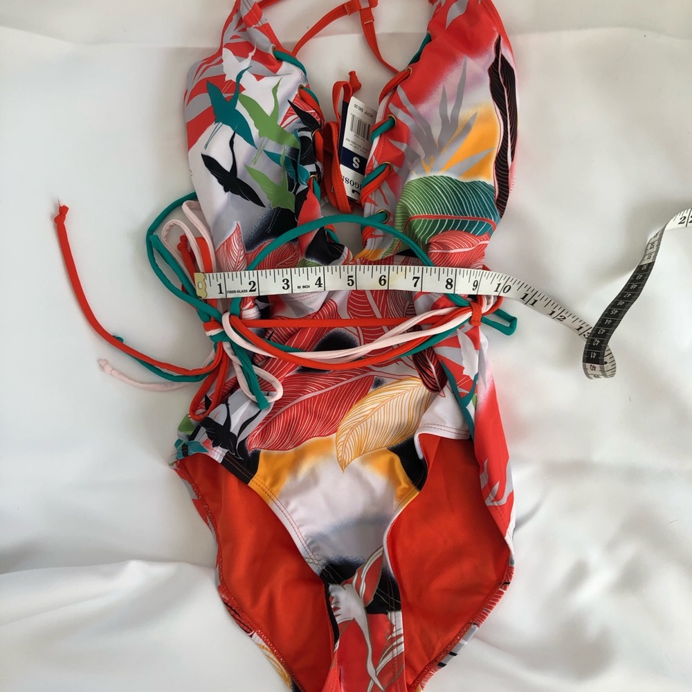NEW Orange/multi Onepiece Low Cut swimsuit - Picture 5 of 7
